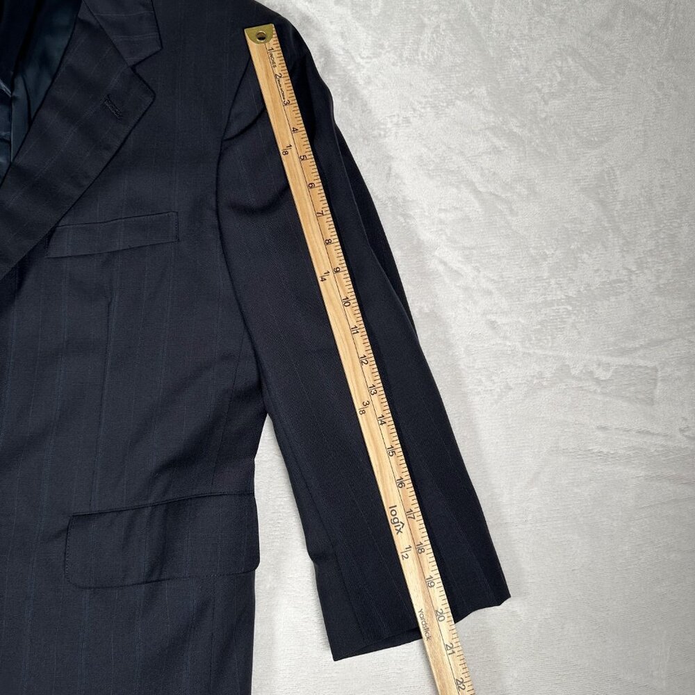 Brooks Brothers Makers Blazer Men Size 42 Black Striped 100% Wool Made USA GUC - Picture 3 of 8